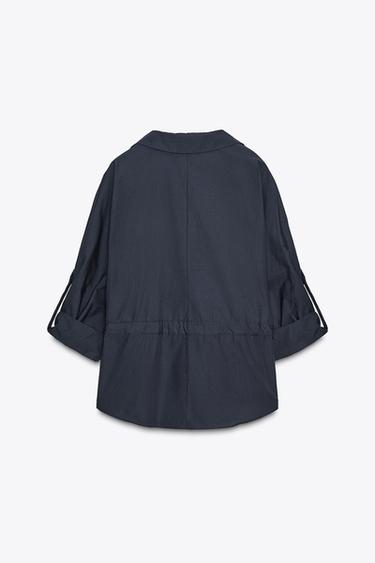 CHEMISE SAFARI EN POPELINE - Bleu marine de Zara - Image 4