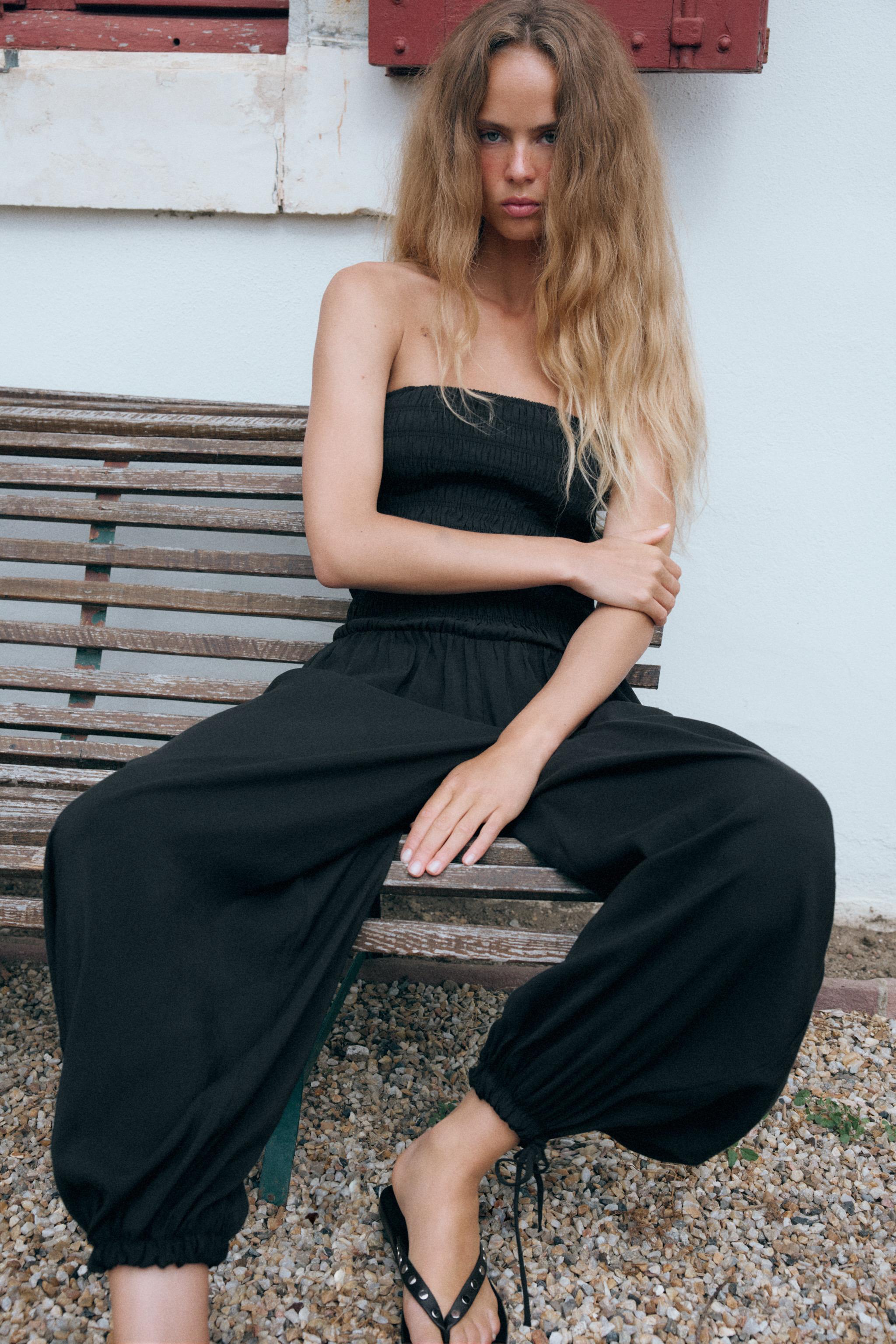 Zara Straplez Büzgülü Tulum görsel 3