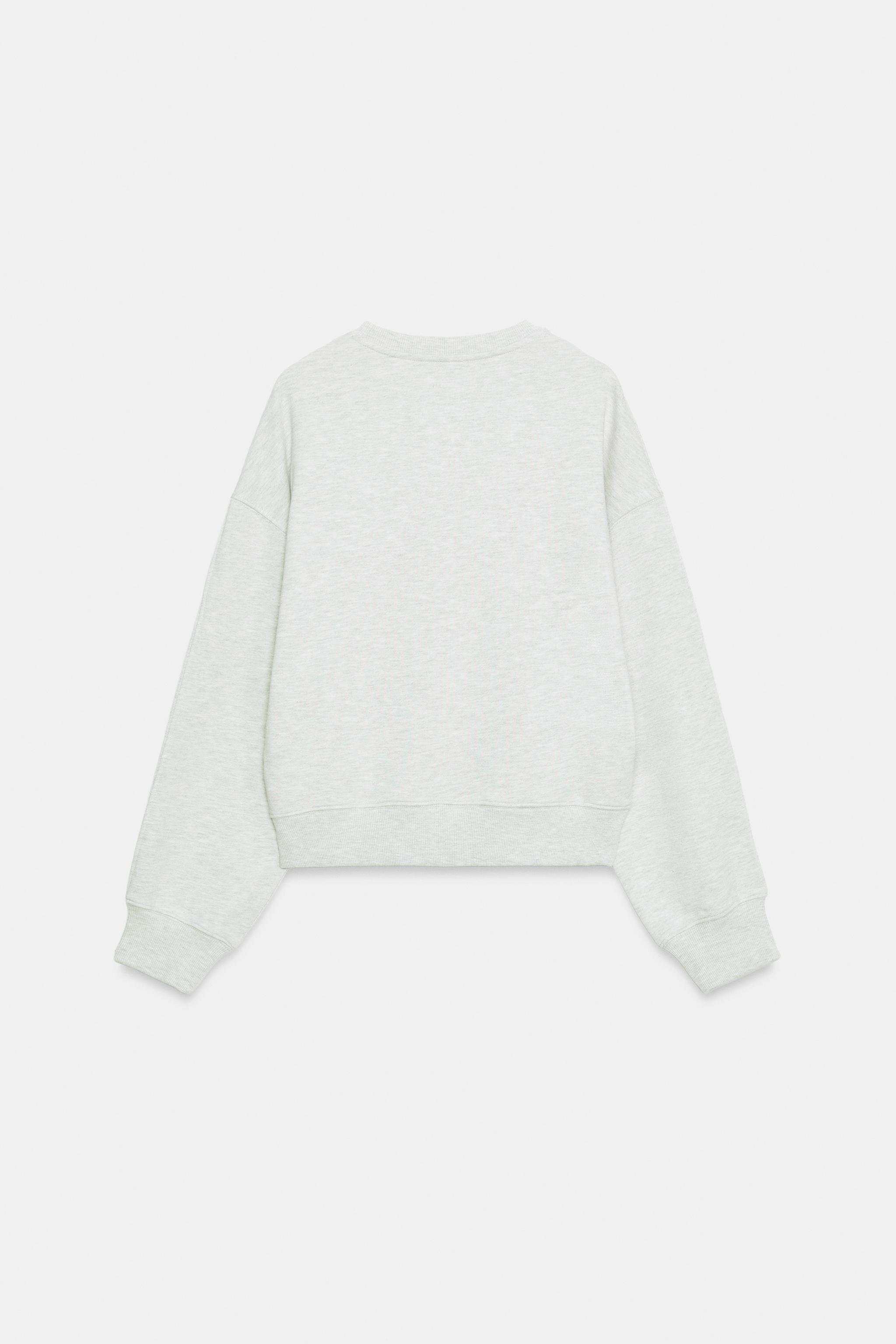 Zara KABARTMALI ÇİÇEKLİ SWEATSHIRT görsel 7