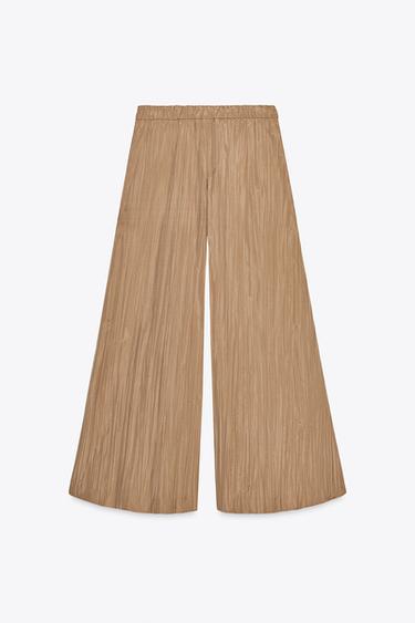 ZW COLLECTION PLEATED PALAZZO TROUSERS - Beige by Zara - Image 6