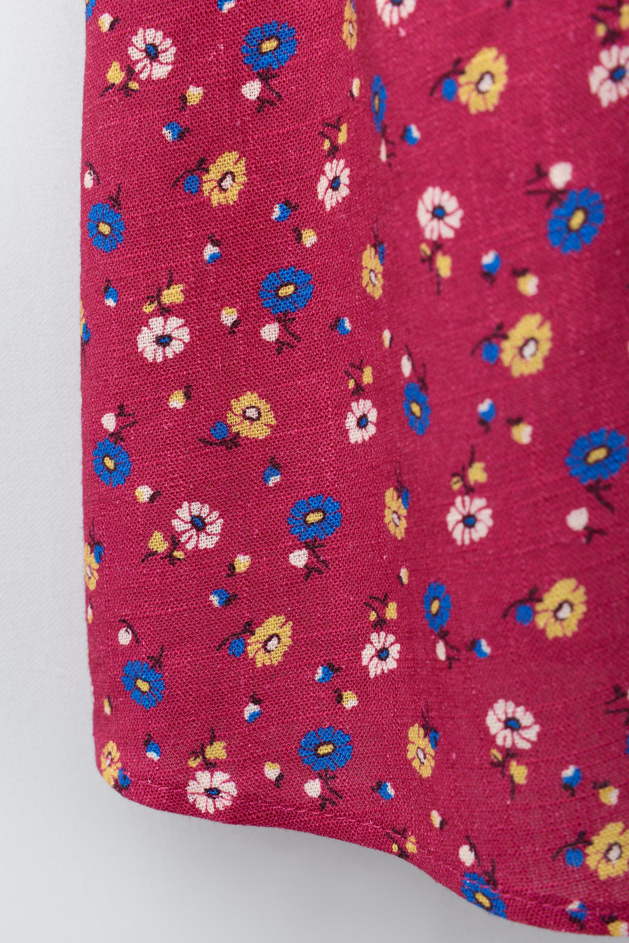 FLORAL PRINT DRESS WITH LINEN