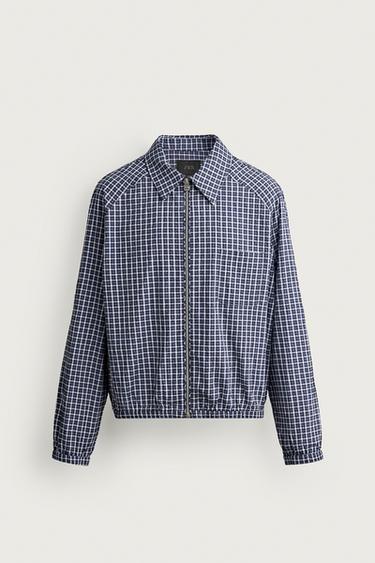 TEXTURED CHECK OVERSHIRT - Blue by Zara