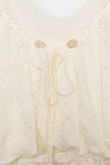 TOP BALLON À BRODERIES AJOURÉES - Écru de Zara - Image 7