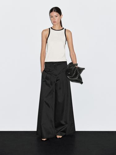 Zara 100% cotton halter top with contrast detail - Ecru