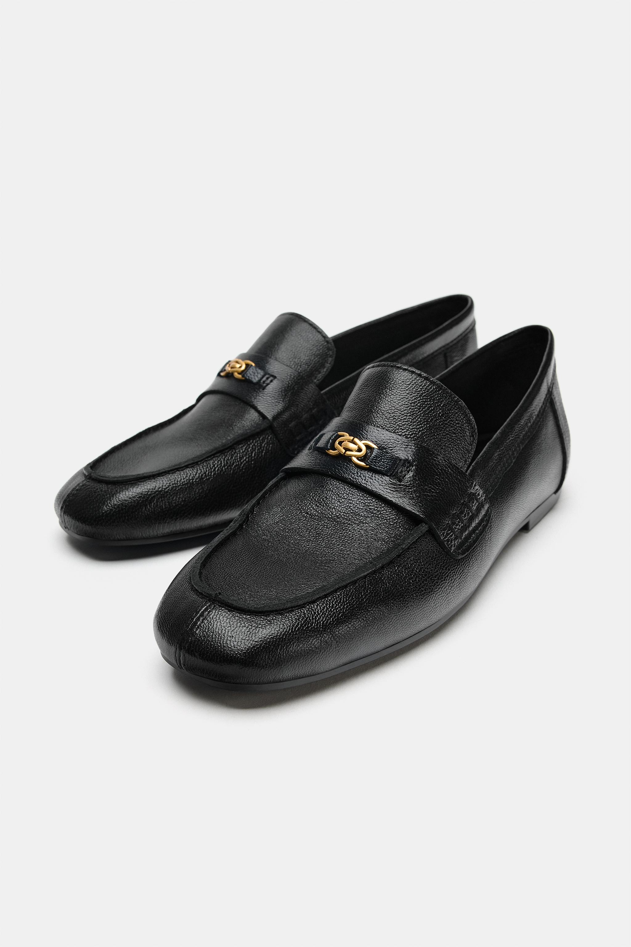 LEATHER LOAFERS WITH METAL HARDWARE