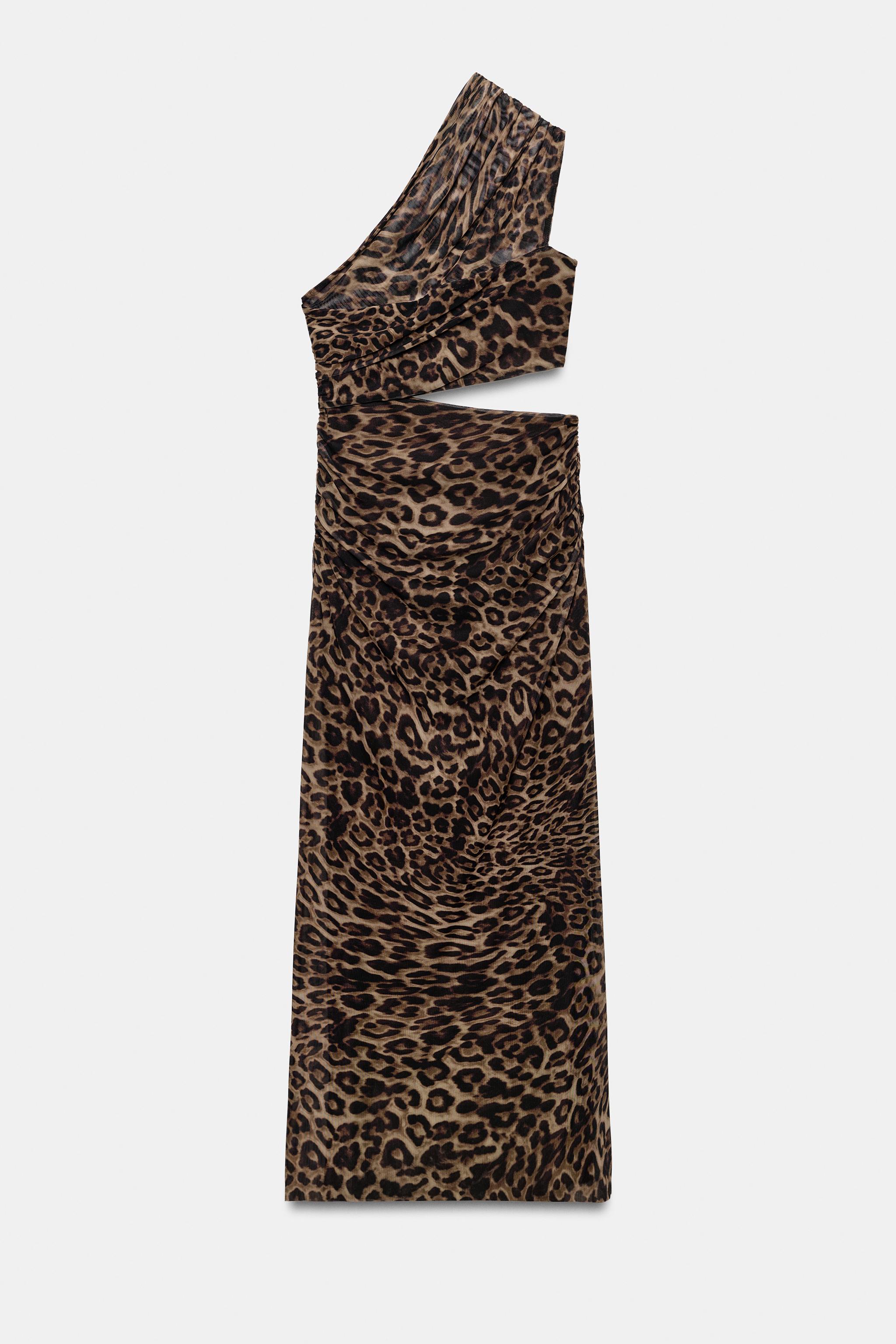 ANIMAL PRINT SLIT MAXI DRESS