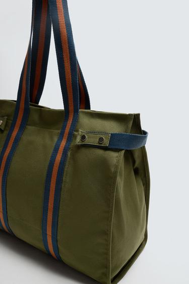 FABRIC SHOPPER BAG - Khaki Green by Zara - Image 2