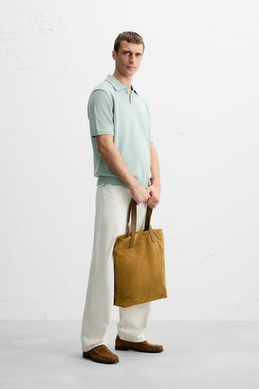 POLO EN MAILLE STRUCTURÉ - Bleu clair de Zara - Image 3