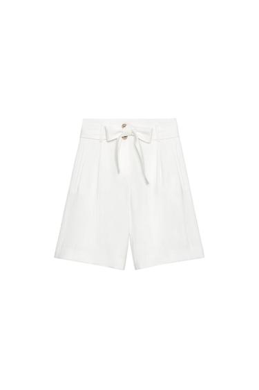 TIE-BELT BERMUDA SHORTS - White by Zara