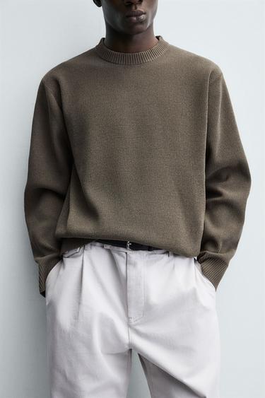 PULL STRUCTURÉ CHENILLE - Vert mousse de Zara - Image 5