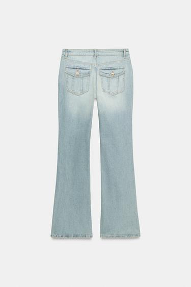 Zara FARMERKE TRF BOOTCUT DUBOKOG STRUKA – akvamarin