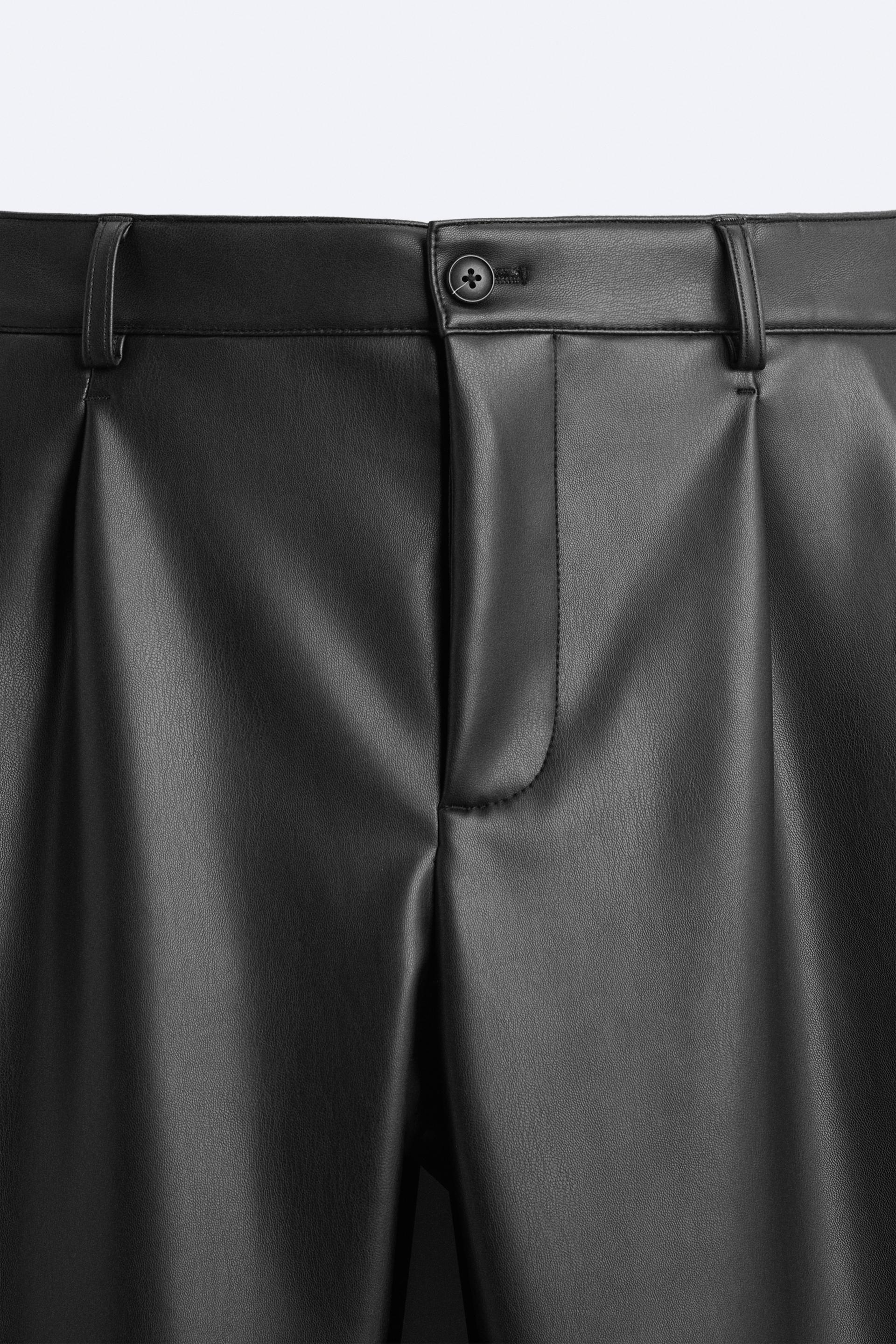 Zara + H&M + MNG + F21 + UNIQLO BHUTAN, ZARA 🤎 FAUX LEATHER TROUSERS  🏷️3590/- Sizes:XS-L MRP incl. of all taxes High-waist trousers with front  pockets. Front zip fly and