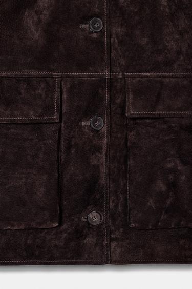 100% LEATHER SUEDE JACKET - Brown by Zara - Image 10