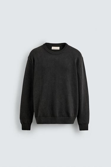 JERSEY ESTRUCTURA LAVADA ALGODÓN - Negro de Zara
