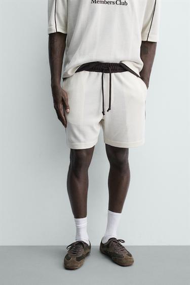 Zara RETRO FUDBALSKE BERMUDE S KONTRASTOM – prljavobela