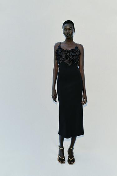 KNIT DRESS WITH FLORAL DETAIL - Black by Zara - Image 5