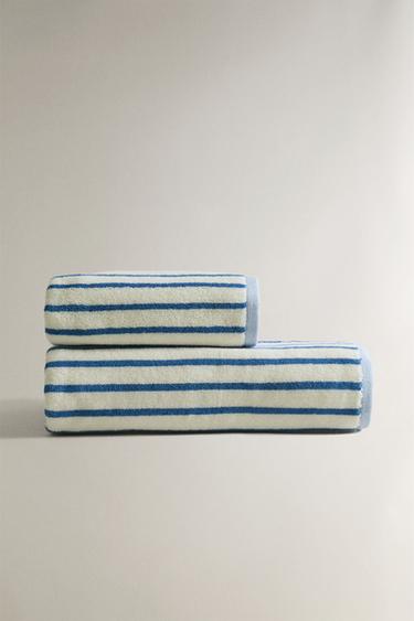 SERVIETTE DE BAIN ENFANT RÉVERSIBLE RAYURES - Bleu de Zara - Image 1