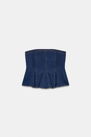 DENIM BANDEAU TOP - Blue by Zara