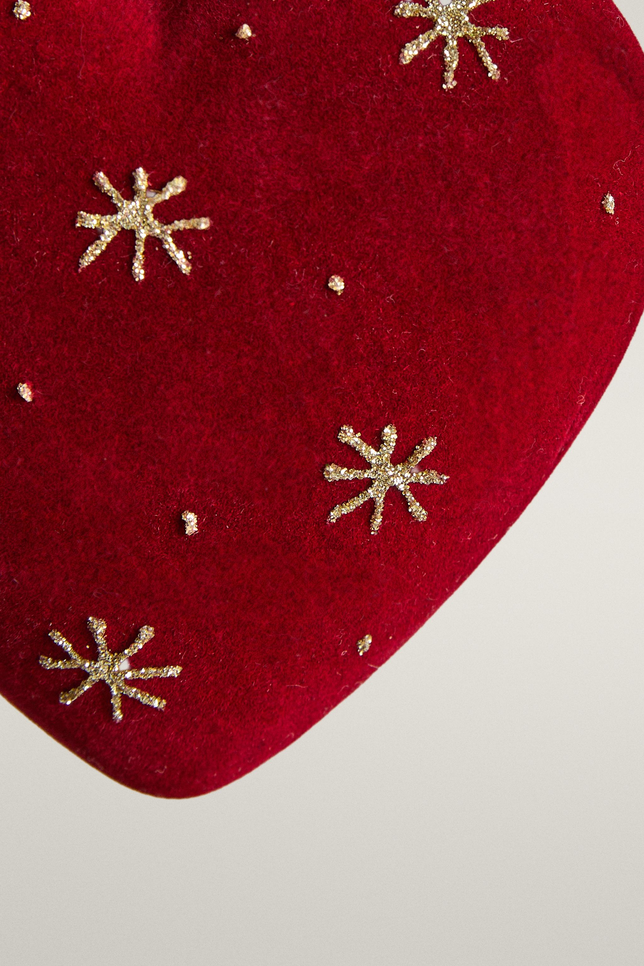 ORNEMENT SAPIN CŒUR VELOURS NOËL