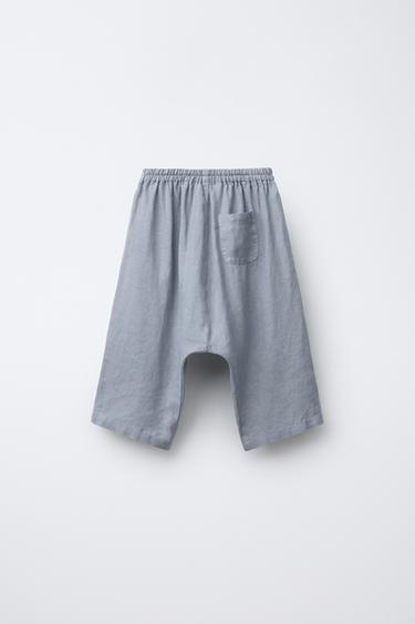 PANTALON LARGE 100 % LIN - Beige clair de Zara - Image 1