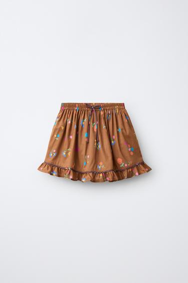 FALDA ESTAMPADA FLORES - Caramelo de Zara