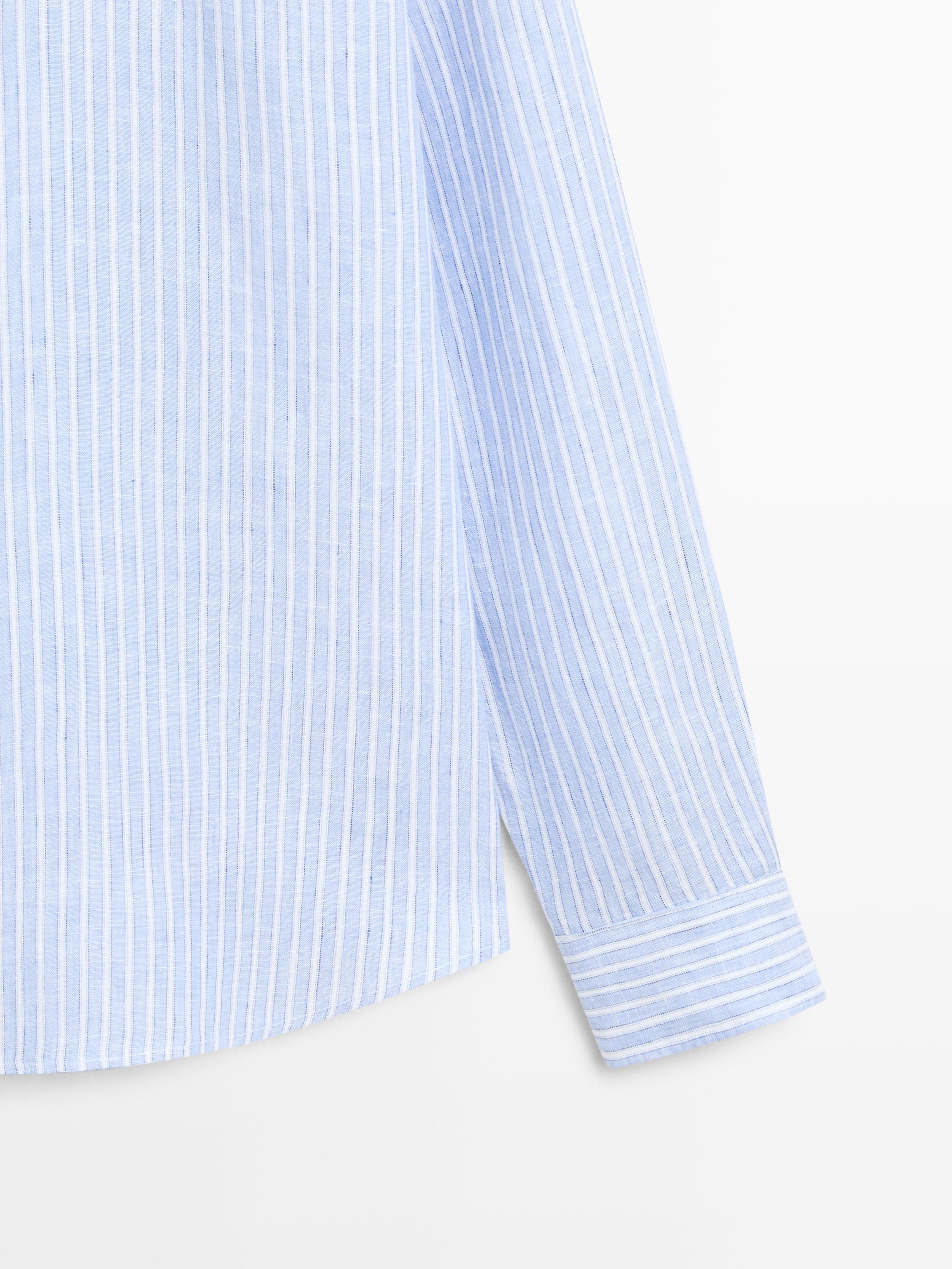 Chemise en lin à rayures regular fit