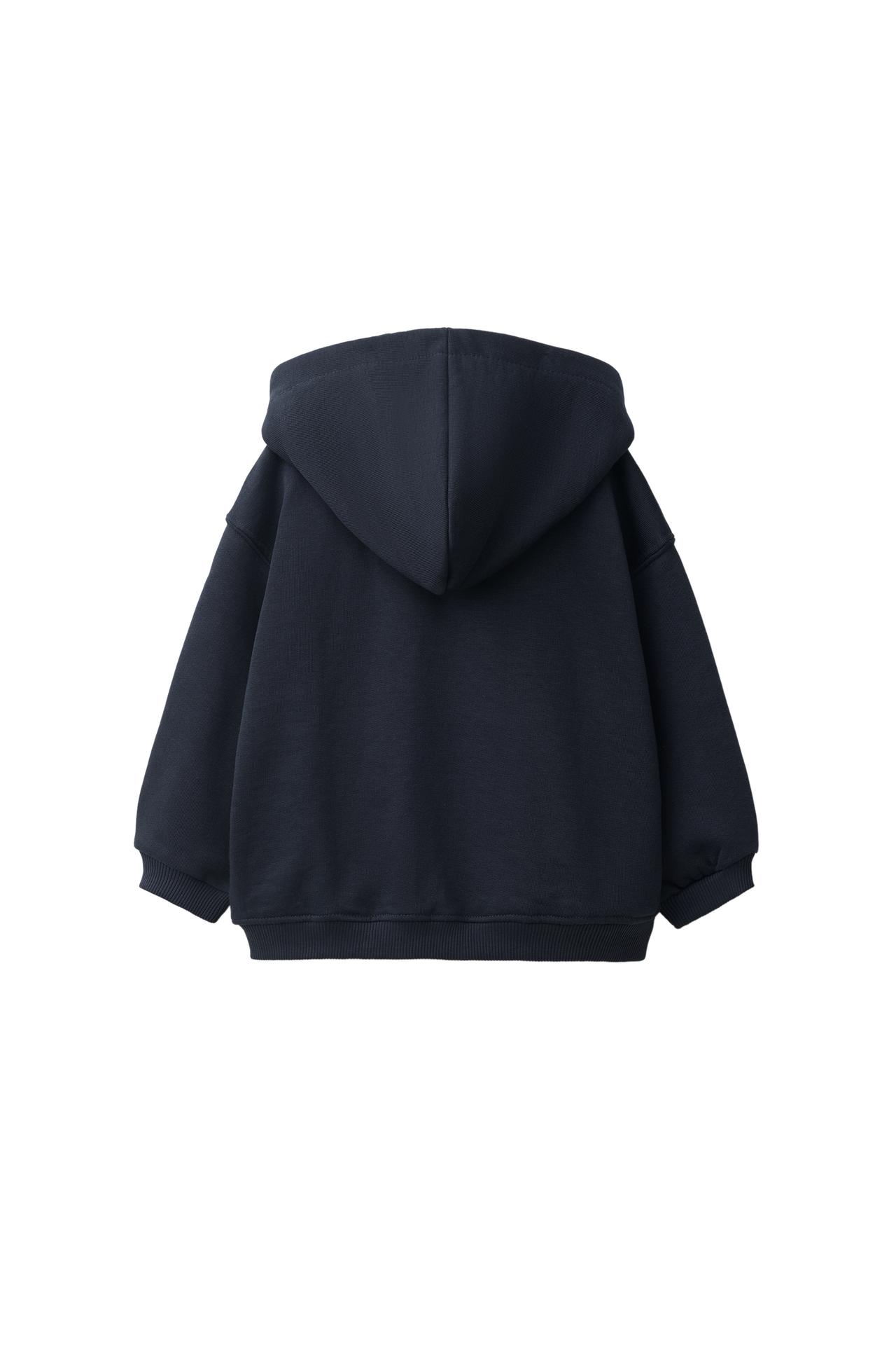 HOODED ZIP SWEATSHIRT — Navy blue