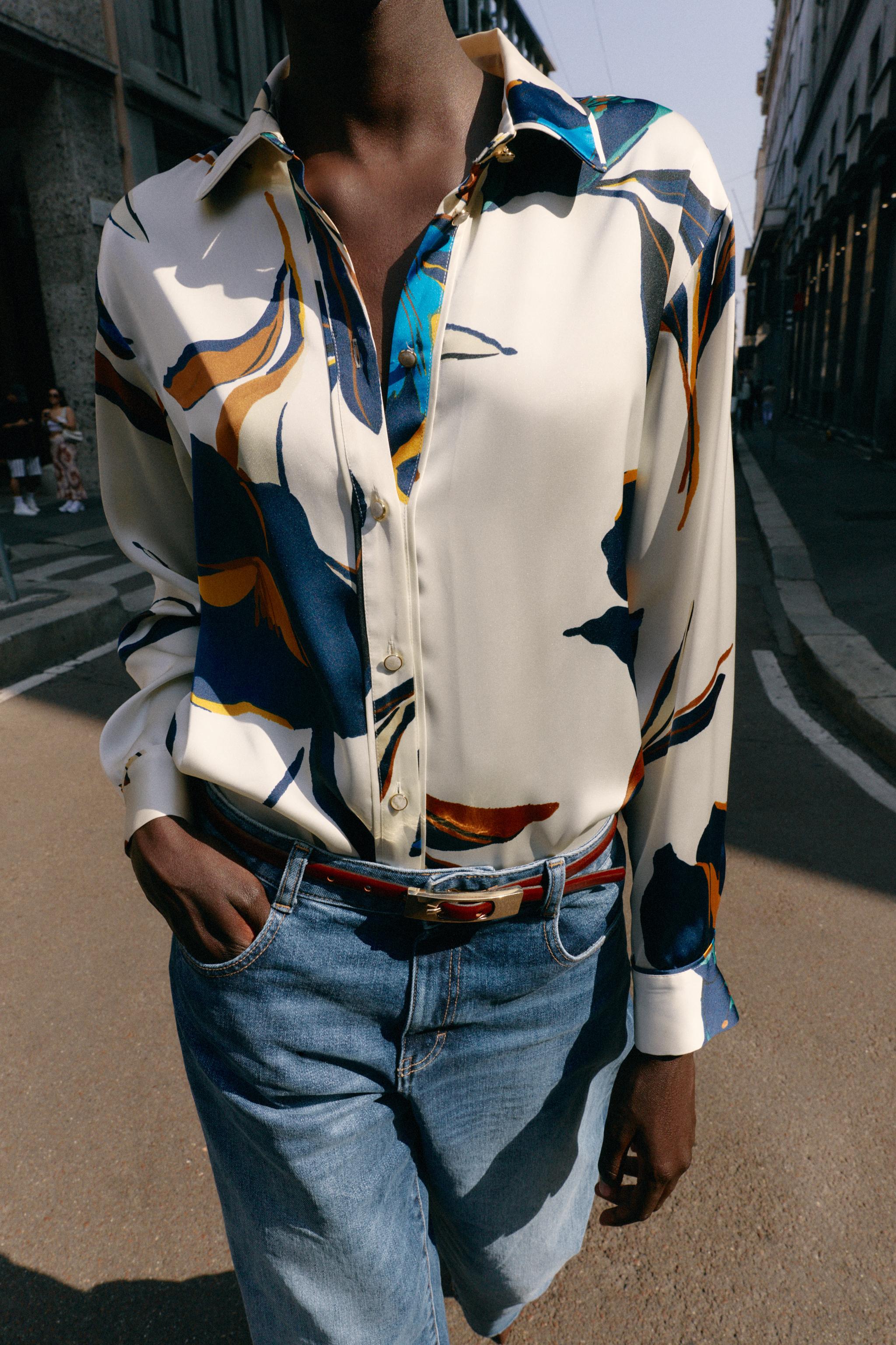 FLORAL PRINT SATIN SHIRT - Multicolored | ZARA United States