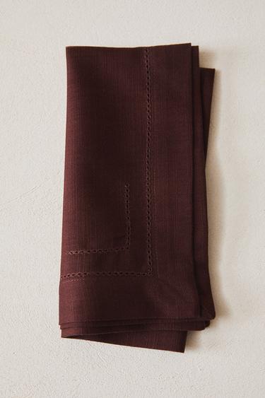 PACK BAUMWOLLSERVIETTEN HOHLSAUM (PACK MIT 2) - Weinrot von Zara