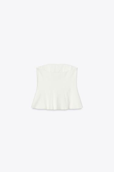 SCHULTERFREIES PEPLUM-TOP - Weiß von Zara