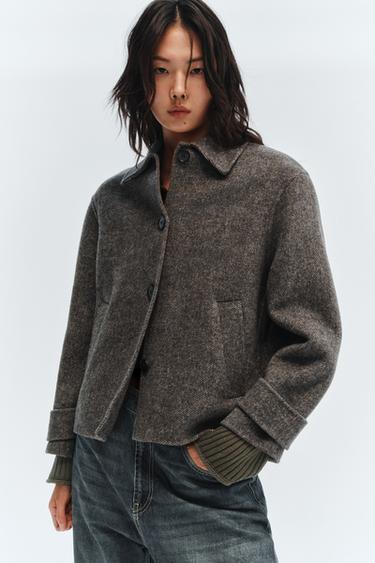 HERRINGBONE SHORT COAT - camel by Zara