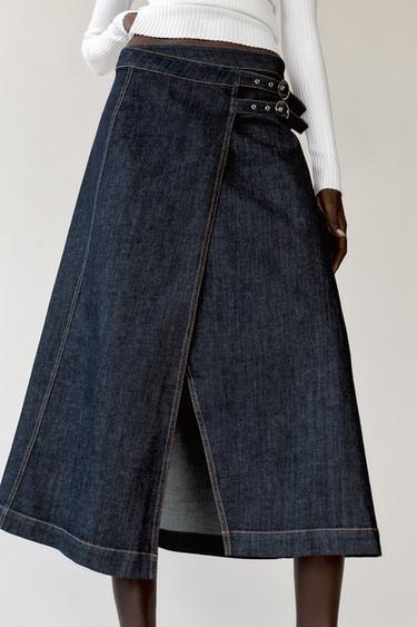 Z1975 DENIM CROSSOVER SKIRT - Blue by Zara