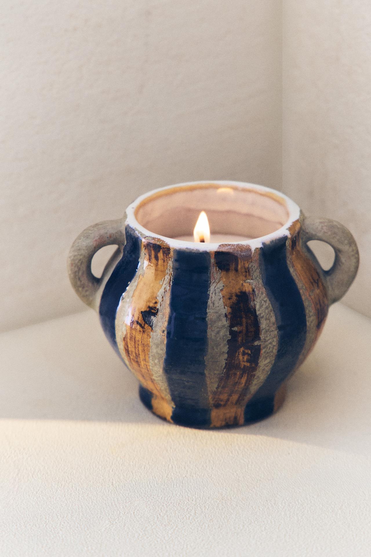 (170 G) ILLES BALEARS SCENTED CANDLE — Stripes