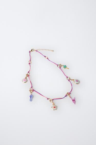 Zara INTERCHANGEABLE MULTI-CHARM NECKLACE - Pink / Lilac