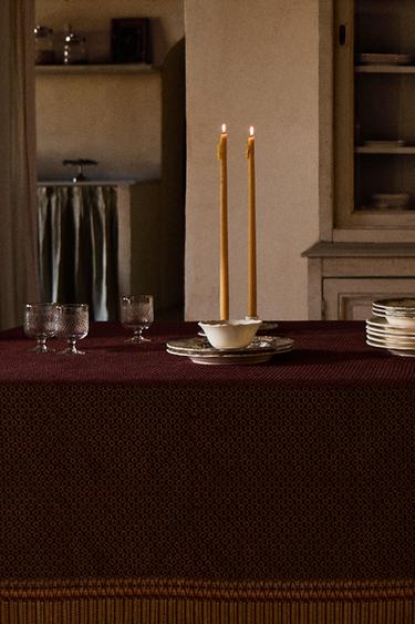 MANTEL ALGODÓN GEOMÉTRICO NAVIDAD - Rojo de Zara