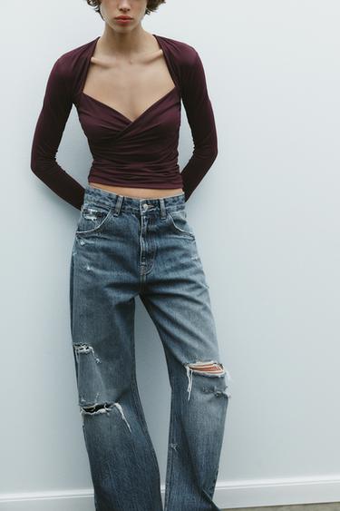 TOP DRAPEADO EM POLIAMIDA - Vinho da Zara