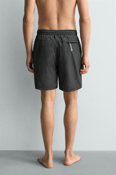 MAILLOT DE BAIN LONG À CARREAUX - Noir de Zara - Image 3