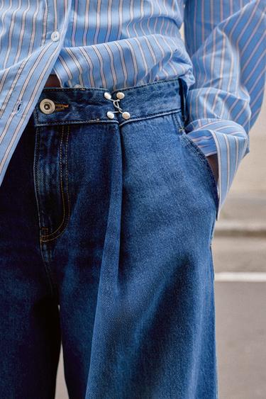 JEAN Z1975 LOOSE FIT TAILLE HAUTE AGRAFES - Bleu moyen de Zara - Image 3