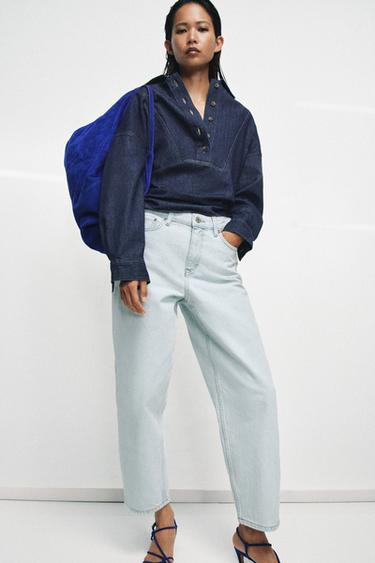 Zara ZW COLLECTIONI KITSENEVA LÕIKEGA KESKMISE VÖÖKOHAGA TEKSAD - Light blue