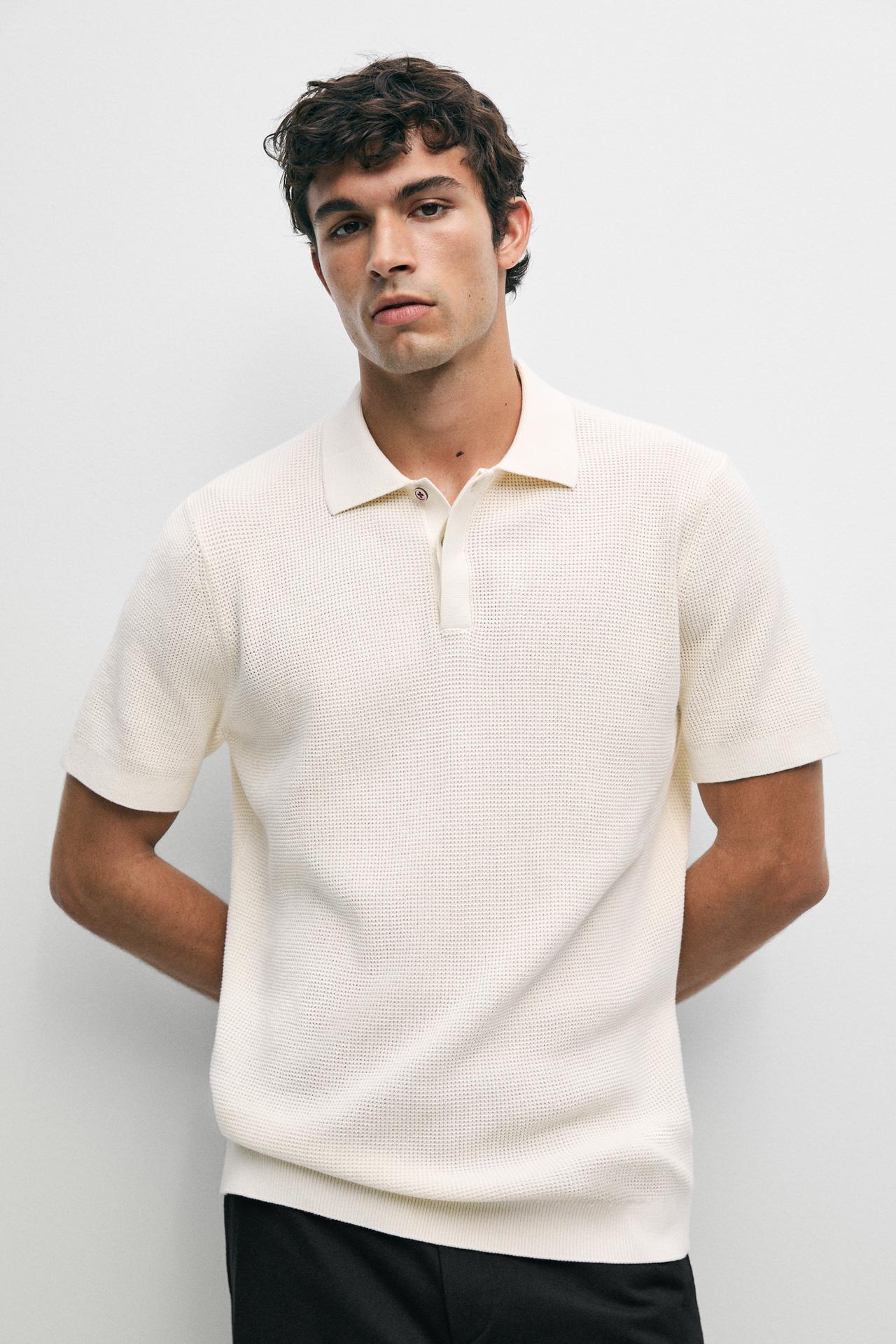 100% cotton short sleeve polo shirt — Ecru
