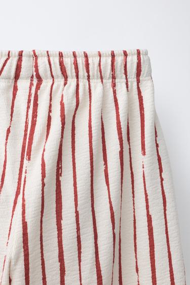 STRIPED BALLOON TROUSERS - Ecru / Red by Zara - Image 3