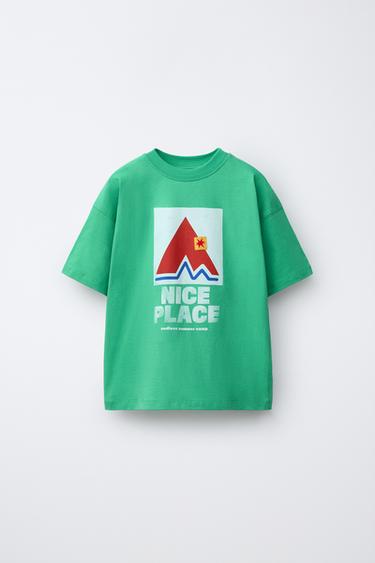 CAMISETA ESTAMPADA - Verde de Zara