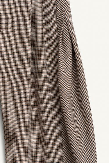 PANTALON BALLON À CARREAUX AVEC LAINE ÉDITION LIMITÉE - Écru / Noir de Zara - Image 9