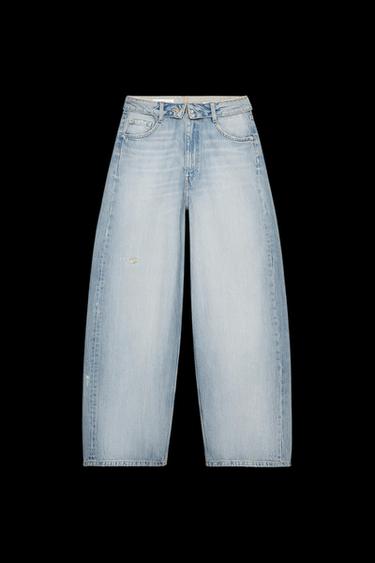 TRF FOLDED HIGH-WAIST JEANS - Light blue by Zara - Image 0