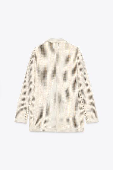 FAUX SUEDE CUT-OUT BLAZER - Ecru by Zara - Image 7