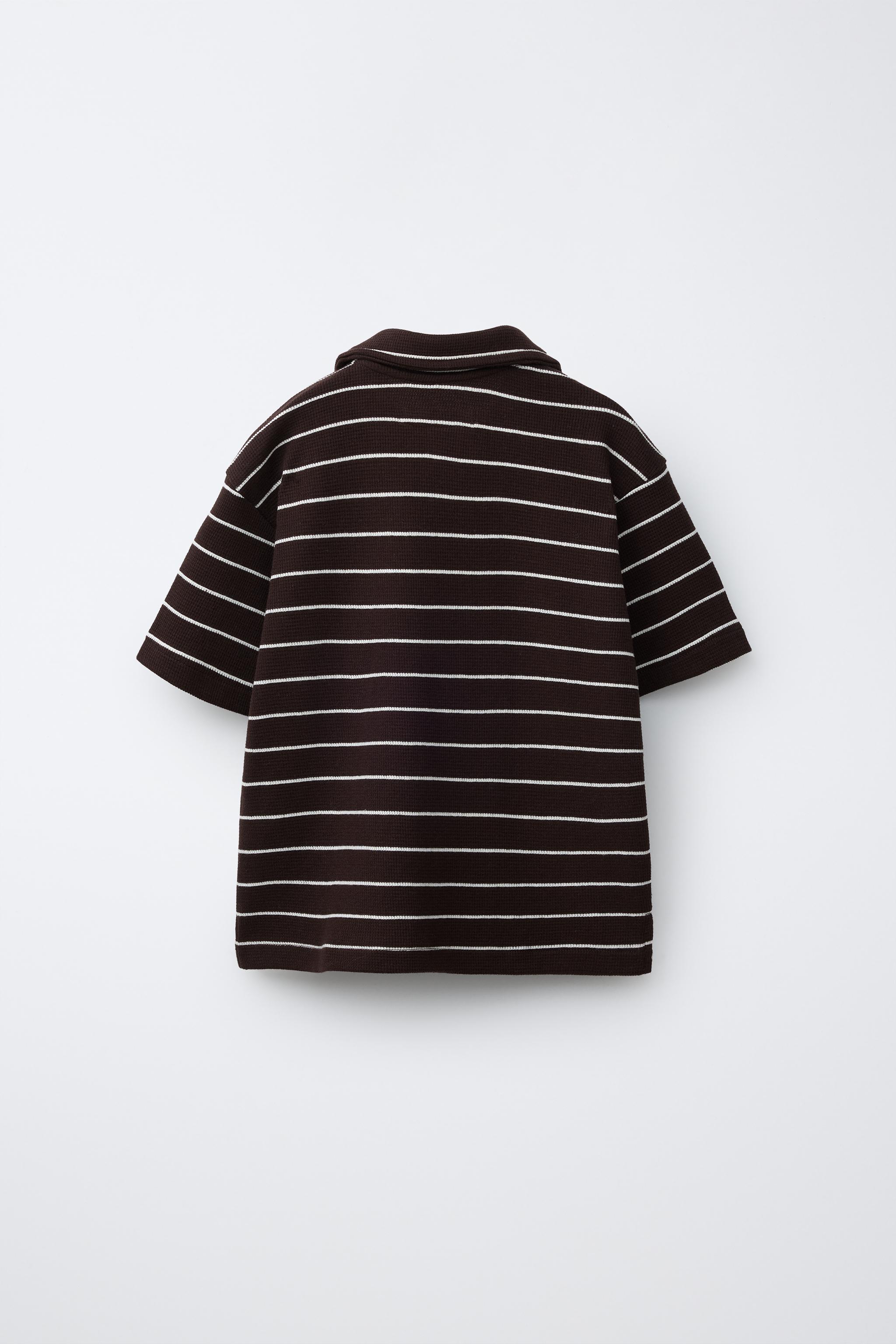 STRIPED WAFFLE SHIRT AND BERMUDA SET