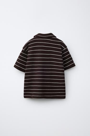 STRIPED WAFFLE-KNIT SHIRT AND BERMUDA SHORTS SET - Brown by Zara - Image 2