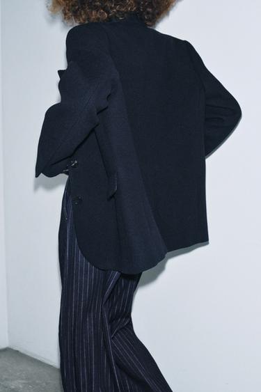 VESTE OVERSIZE AVEC LAINE ZW COLLECTION - Bleu marine de Zara - Image 2