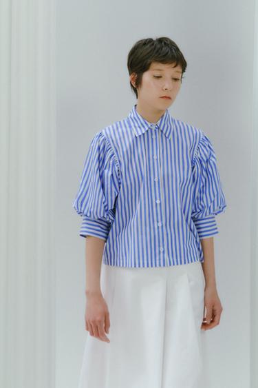 ZW COLLECTION BALLOON SLEEVE POPLIN SHIRT - striped by Zara