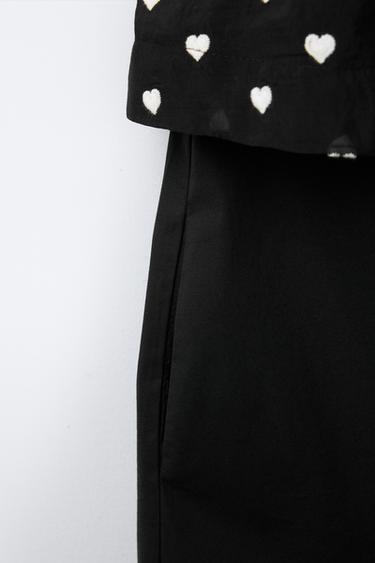 ROBE DOUBLE ÉPAISSEUR AVEC CŒURS BRODÉS - Noir de Zara - Image 3